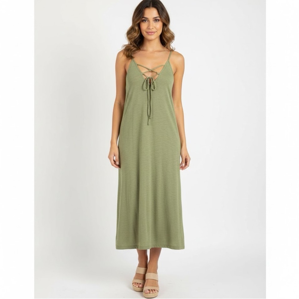NEW Bohemian Green MODAL dress criss cross adjustable SMALL boho NEW